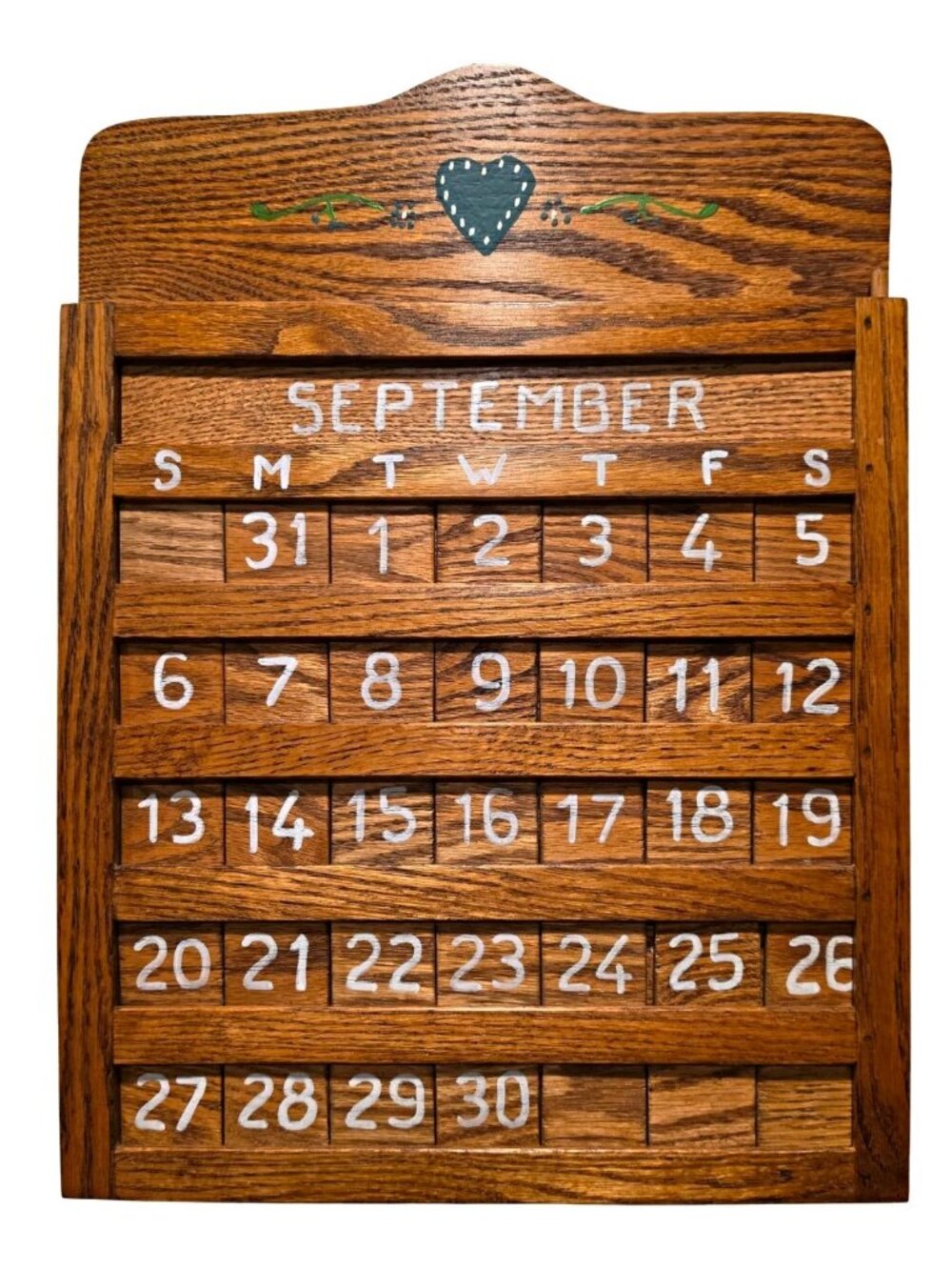 Vintage Wooden Perpetual Wall Calendar Complete Set w/ Holiday Tiles Farmhouse